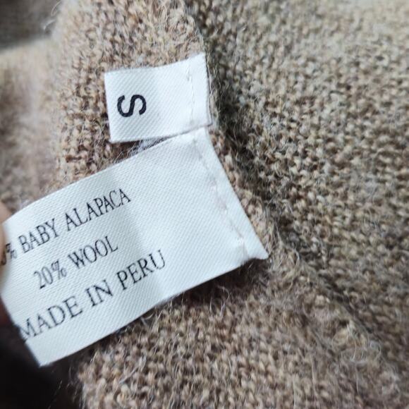 Alpacouture Alpaca Wool Blend V-Neck Sweater Brown Size Small - Picture 4 of 4